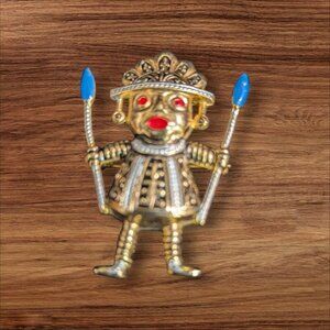 Vintage brooch witch Doctor voodoo MCM Estate 2"  Gold tone Spain